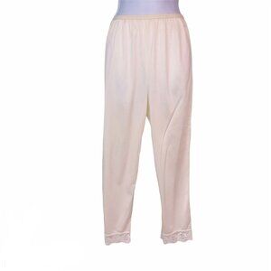 Vintage Komar Womens S Slip Pants Undergarment Ivory Nylon Lace